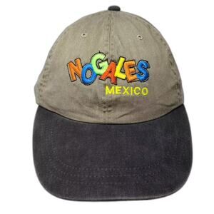 Adams Baseball Cap Beige Gray One Size Nogales Mexico Embroidered Cotton Hat